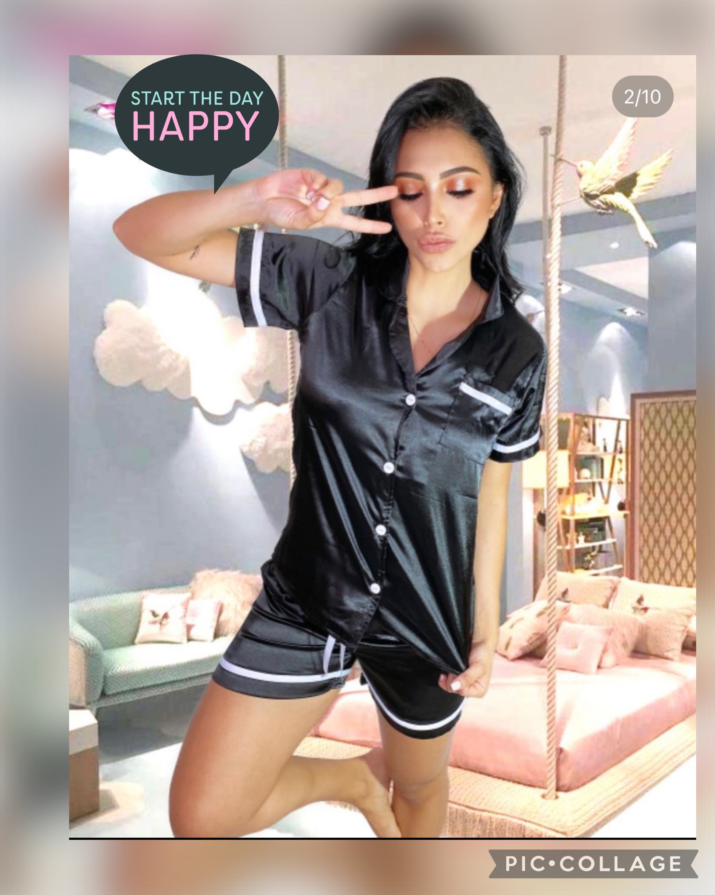 Short Black Satin