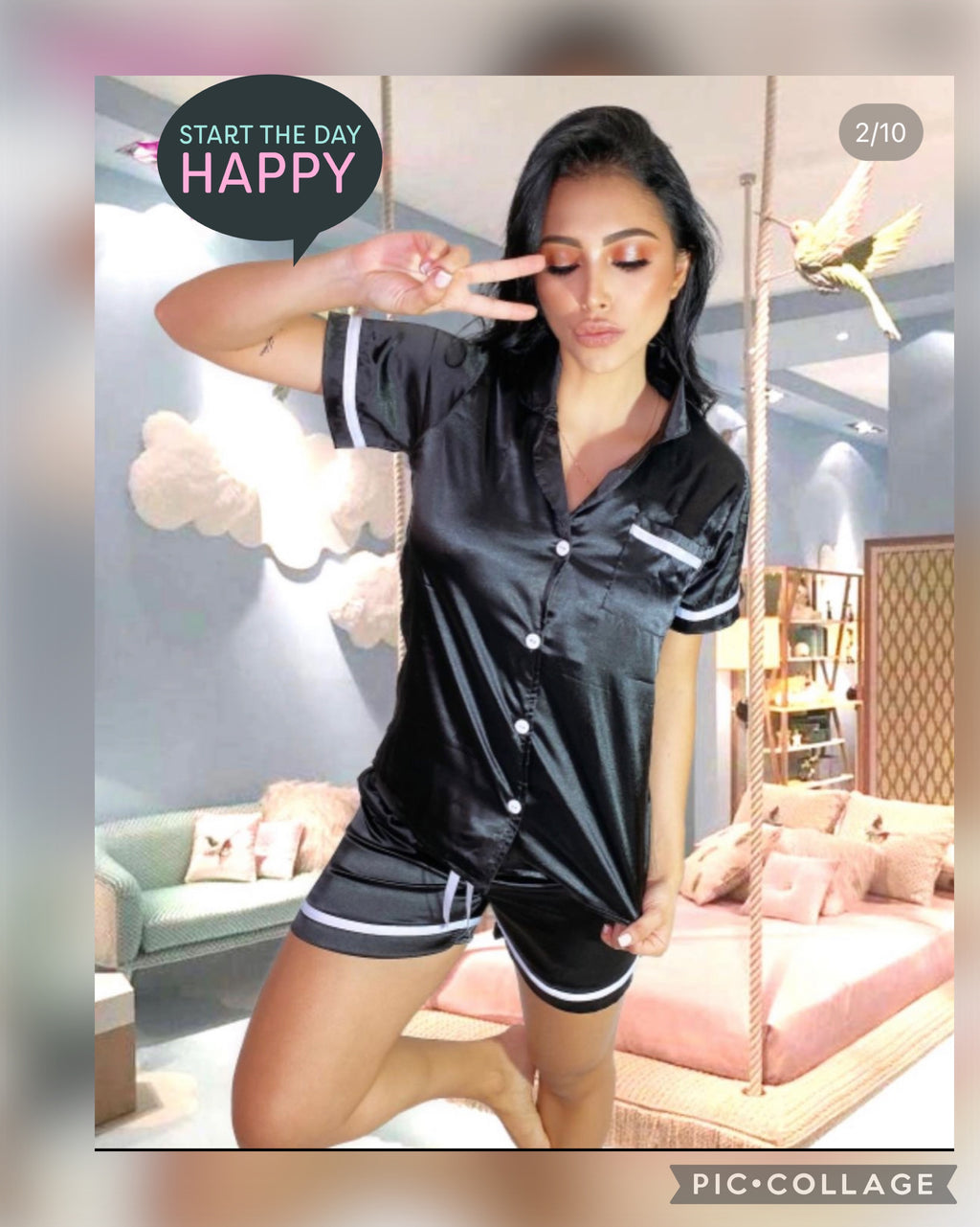 Short Black Satin